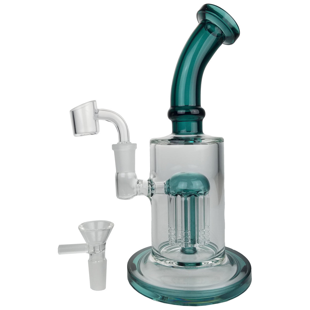 Green 8" Bent Neck Tree Perc Water Pipe