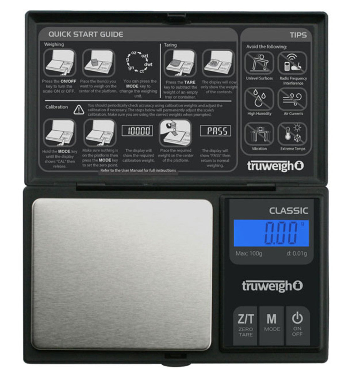 Truweigh Classic Digital Mini Scale - 100g x 0.01g / Black
